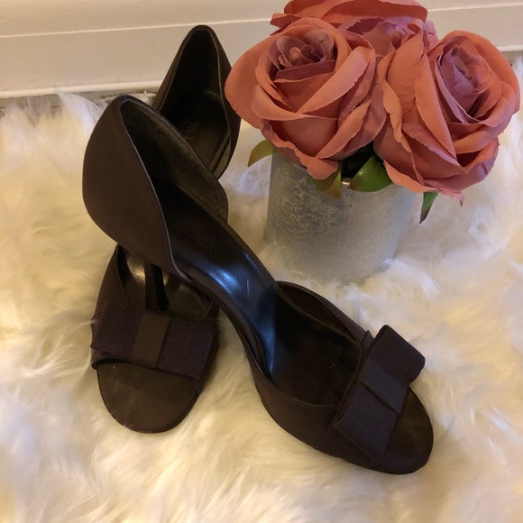 Chocolate brown peep toed heels - Picture 3 of 3